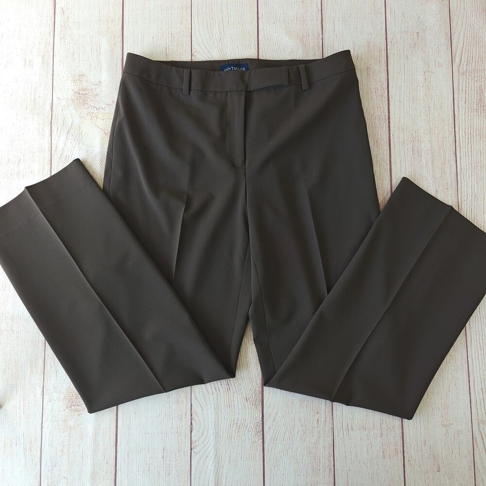 Ann Taylor brown flat front dress pants sz 6P